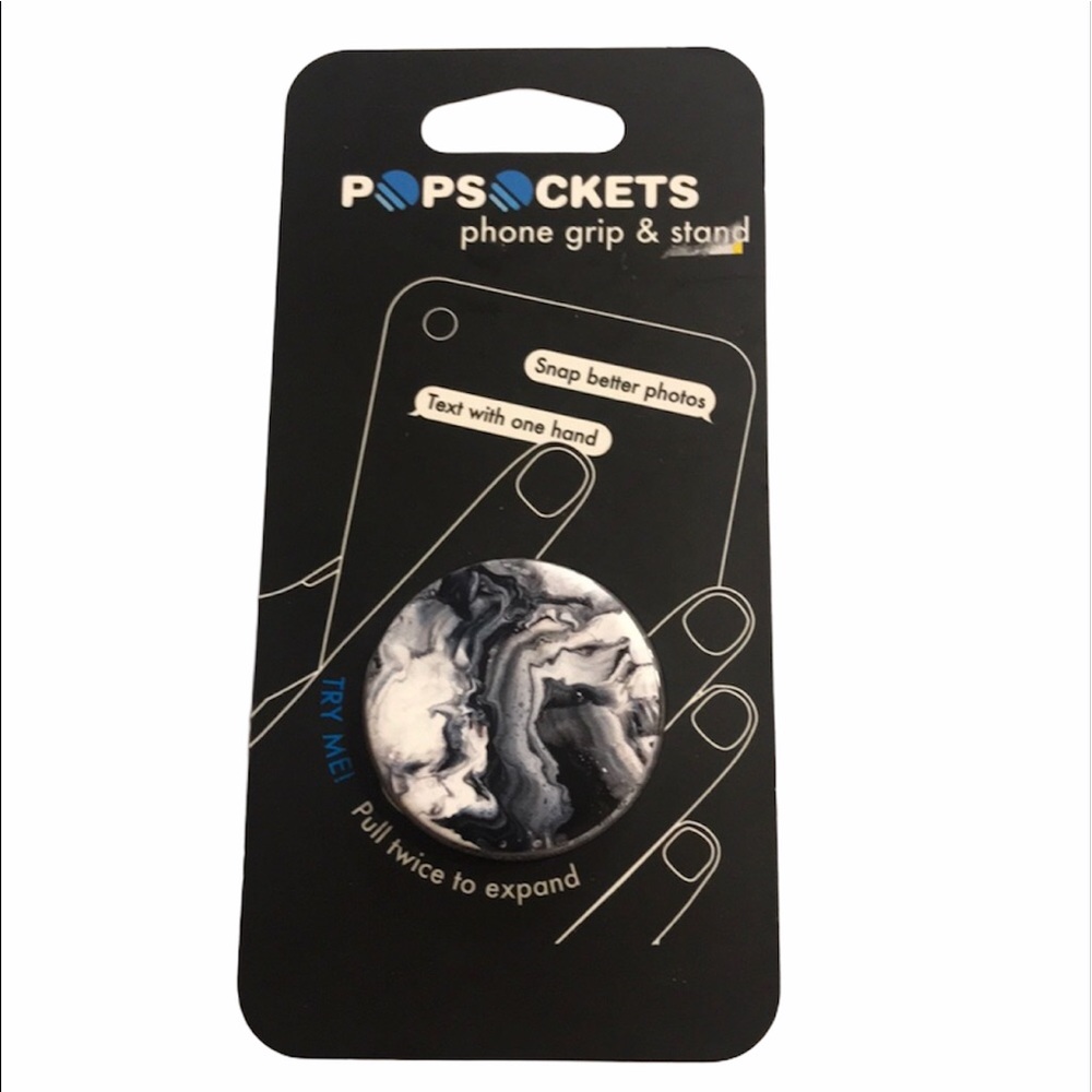 PopSockets Ghost Marble PopSocket Black White